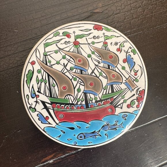 Nassos Ceramic Tile Coasters, Set of 7 - Picture 7 of 12